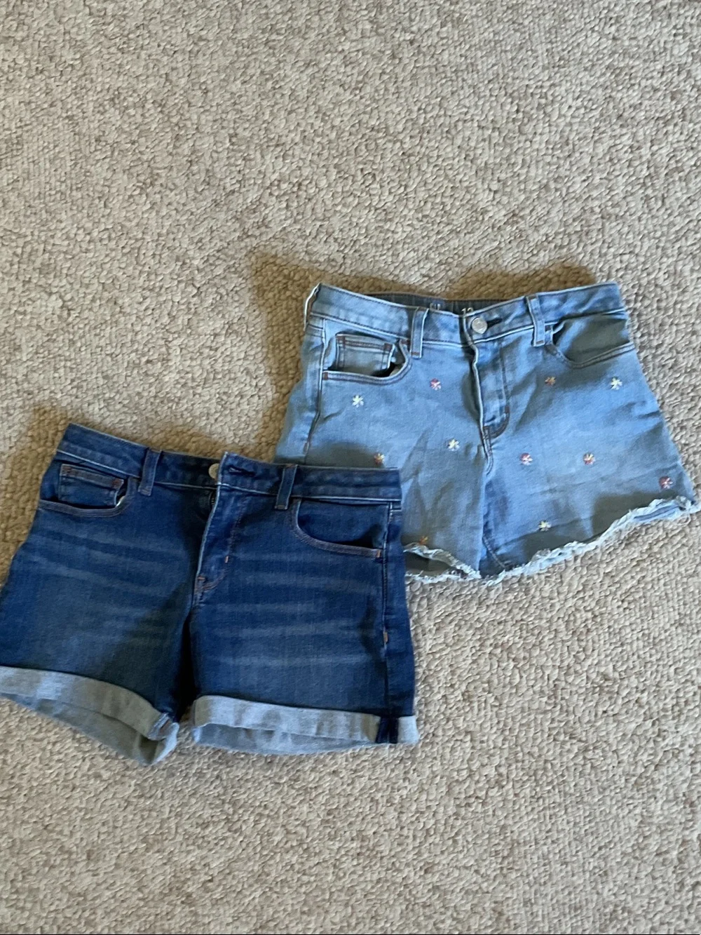 GAP Light Blue Embroidered & Dark Blue Denim Short Duo
